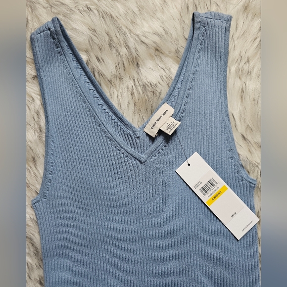 Calvin Klein Blue Ribbed Tank Top - Picture 4 of 5